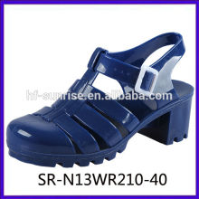 Dunkelblaue Gelee Sandalen High Heel PVC Sandalen Frauen klar Sandalen